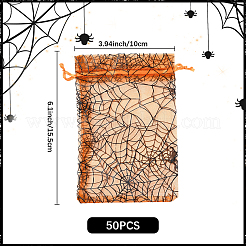 Сумки из органзы с завязками и принтом пауков на тему Хэллоуина&nbsp;ABAG-WH20021-006C