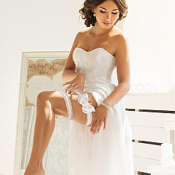 Кружевные эластичные подвязки для невесты из полиэстера&nbsp;DIY-WH0308-148A