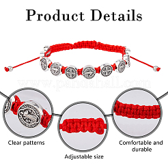 12 шт. браслет из сплава овальной формы с бусинами Святого Бенедикта и крестом&nbsp;BJEW-DC0001-21B