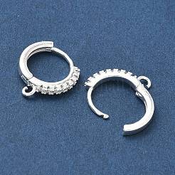 Латунные серьги-кольца из прозрачного кубического циркония&nbsp;KK-H532-14B-S