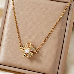 Простые и элегантные латунные подвески-мельницы с микропаве из прозрачных кубических цирконий для повседневного ношения&nbsp;BN2389