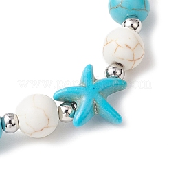 2шт. эластичные браслеты из синтетических бирюзовых бусин&nbsp;BJEW-TA00630