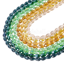 8 нити 8-х цветные прозрачные гальванизированные стеклянные бусины&nbsp;EGLA-TA0013-12