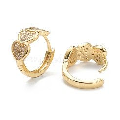 Серьги-кольца Huggie из латуни с прозрачным фианитом и прозрачным фианитом&nbsp;EJEW-A058-15G