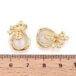 Латунные подвески с микропаве из прозрачных кубических цирконий кошачий глаз&nbsp;KK-T071-16G-C01