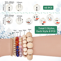 Рождественские печатные деревянные бусины&nbsp;WOOD-PH0003-24