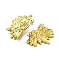 Серьги-гвоздики из нержавеющей стали 304 в виде подсолнуха для женщин&nbsp;EJEW-A117-02B-G