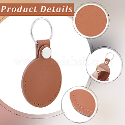 2 шт. 2-цветные плоские круглые кожаные брелки-чехлы для фотокарт&nbsp;AJEW-CL0002-43