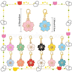 60 шт. 12-х цветная подвеска в виде цветка сакуры из сплава и эмали&nbsp;HJEW-YW00112