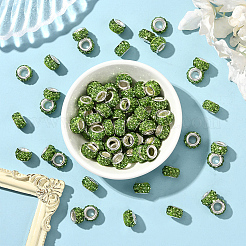 80 шт. полимерная глина со стразами европейские бусины с большими отверстиями с серебряными латунными сердечниками&nbsp;FPDL-LT0001-02B