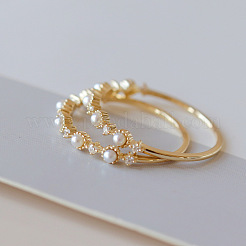 Простые кольца из стерлингового серебра 925 пробы с микропаве из прозрачных кубических цирконий&nbsp;FS-WG116E7-04