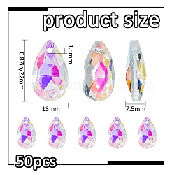 50 шт. стеклянные граненые бусины-капли&nbsp;FIND-FH0016-62