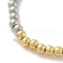 Латунные круглые бусины эластичные браслеты для женщин&nbsp;LS-BJEW-S159-02C-PG