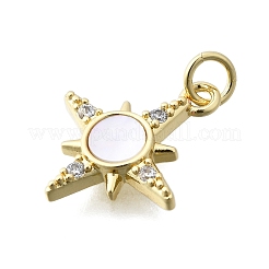 Латунные подвески с микропаве из прозрачных кубических цирконий в форме одноконечной звезды&nbsp;KK-V010-23G