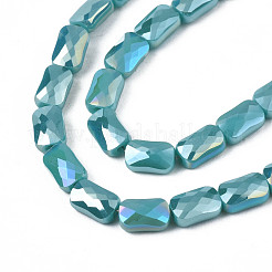 Гальванизировать непрозрачные сплошной цвет стеклянные бусы пряди&nbsp;EGLA-N002-25-A06