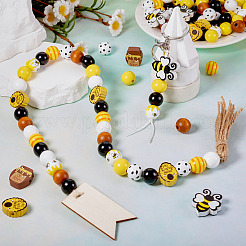 Печатные бусы из натурального дерева&nbsp;WOOD-TA0002-54