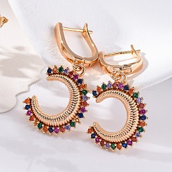 Латунные микро проложить серьги обруча кубического циркония&nbsp;EJEW-K300-50G-01