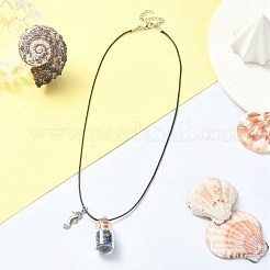 Ожерелье из стеклянной бутылки и сплава с подвеской в виде морского конька&nbsp;NJEW-FZ00014