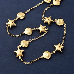 Женские ожерелья-цепочки в форме звезд и ракушек из нержавеющей стали 304&nbsp;NJEW-G178-08G