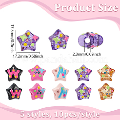 50 шт. 5 вида непрозрачных и прозрачных акриловых эмалевых бусин&nbsp;OACR-PH0004-61