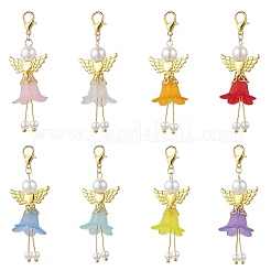 8 шт. 8-цветный матовый акрил и стеклянный жемчуг в виде цветка-ангела&nbsp;HJEW-JM03481