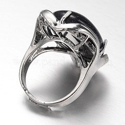 Регулируемые овальные латуни синтетический синий синтетический голдстоуновские широкий ленточные кольца&nbsp;RJEW-L062-03M