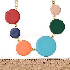 Летние 304 нержавеющая сталь цветная эмаль плоские круглые звенья цепи ожерелья&nbsp;NJEW-S452-01G