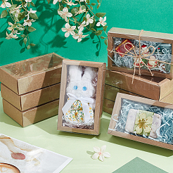 Складные креативные ящики из крафт-бумаги с прозрачным покрытием из ПВХ&nbsp;CON-WH0113-09D