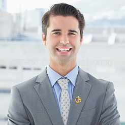 10 шт. булавки для лацкана рюкзака со стразами и якорем из сплава и крестом&nbsp;JEWB-PH0001-65G