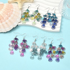 5 пара двухцветных серег-ракушек из нержавеющей стали 430&nbsp;EJEW-YW0001-12