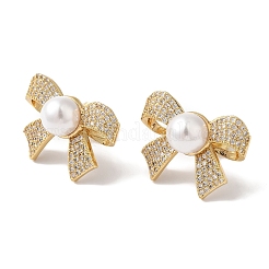 Женские серьги-гвоздики из латуни с микропаве и прозрачным кубическим цирконием&nbsp;LS-EJEW-A110-08G