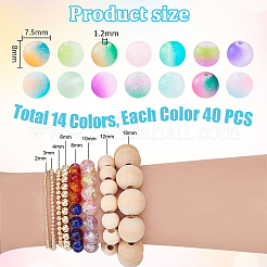 560 шт. 14-х цветные матовые стеклянные бусины&nbsp;GLAA-PH0003-42