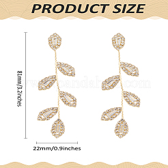 1 пара длинных висячих серег-гвоздиков с прозрачным кубическим цирконием и хрустальными стразами&nbsp;EJEW-LP0001-15