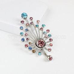 Кольца-колокольчики из сплава с цветочным принтом в виде изогнутой штанги и стразами&nbsp;FS-WG57B25-01