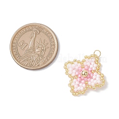 Подвески ручной работы из стеклянного бисера с узором в виде четырехлистника&nbsp;PALLOY-MZ00965-03