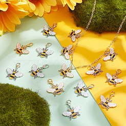 32 шт. 2-х цветные эмалевые подвесные украшения в виде пчел&nbsp;HJEW-PH02214