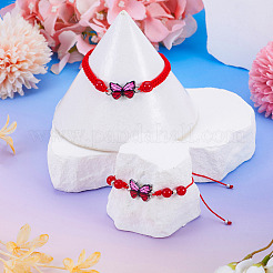 Регулируемые браслеты из нейлоновой оплетки из бусин&nbsp;BJEW-TA00486