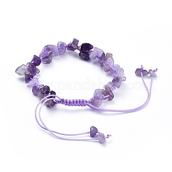 Регулируемые натуральные аметистовые бусины плетеные браслеты из бисера&nbsp;X-BJEW-JB04392-02