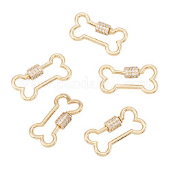 5 шт. латунные подвески-карабинчики с микропаве из прозрачного кубического циркония&nbsp;KK-TA0003-17