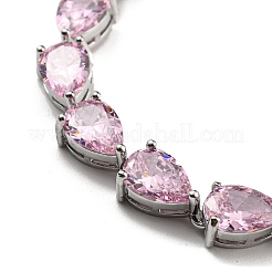 Браслеты из латуни с каплевидными звеньями и стеклом для женщин&nbsp;BJEW-H604-01P