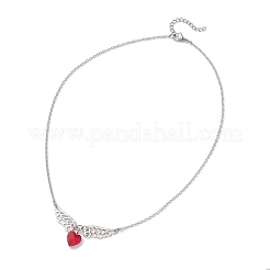 Кулон в виде красного сердца с крыльями ангела из сплава&nbsp;NJEW-TA00218