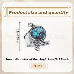 1 шт. овальные кольца из богемской синтетической бирюзы&nbsp;RJEW-LP0005-05