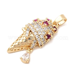 Подвески из латунного микропаве из прозрачных и ярко-розовых кубических цирконий&nbsp;KK-A277-35G