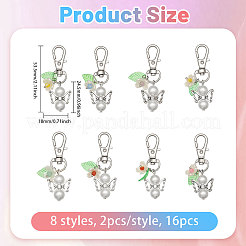 16 шт. 8 стиля подвеска в виде цветка-ангела из АБС-пластика с имитацией жемчуга и акрила&nbsp;HJEW-FH00118