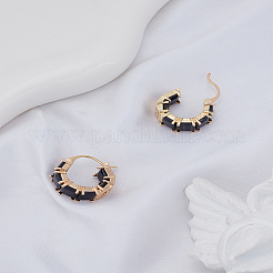 1 пара серег-колец из латуни с микропаве из кубического циркония&nbsp;EJEW-LP0004-79