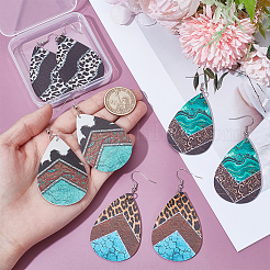 4 пара кожаных сережек-подвесок 4 стилей&nbsp;EJEW-UN0002-94