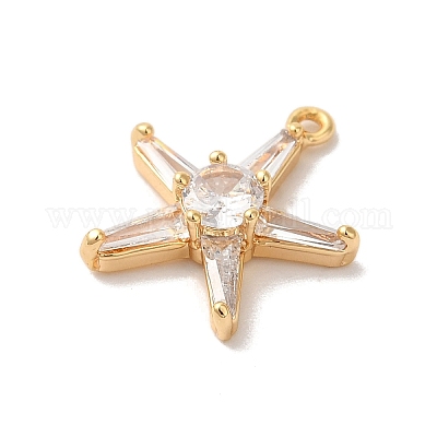 Латунные микропаве прозрачные подвески с фианитом KK-M294-09G-1