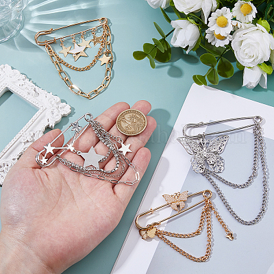 4 шт. 4 стиля броши из сплава акрила с подвесной цепочкой JEWB-FH0002-22-1