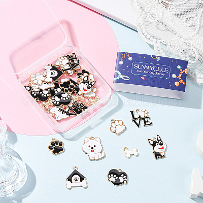 32 шт. 8 стиля подвески с отпечатками лап из сплава и эмали&nbsp;ENAM-SC0007-29-1