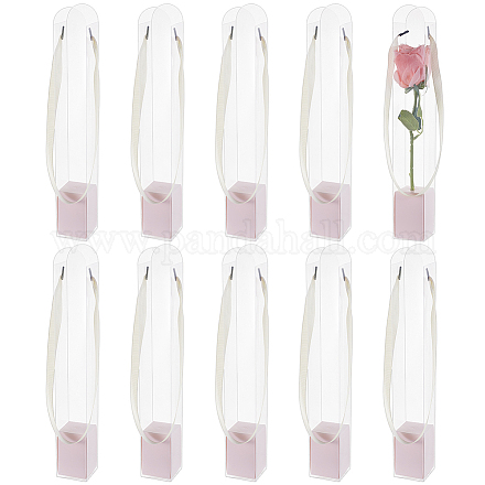 5 шт. прозрачных пластиковых упаковочных коробок для цветов с бумажными лотками и ручками-лентами&nbsp;CON-WH0107-69C-1